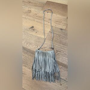Stylish Gray Fringe Crossbody Bag